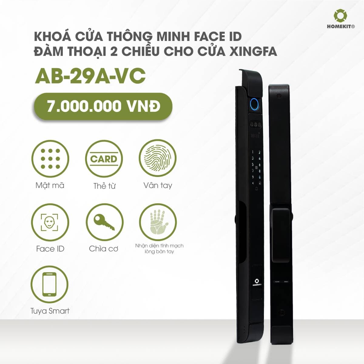 Khoá cửa nhận diện khuôn mặt cho cửa nhôm Xingfa AB-29A-VC