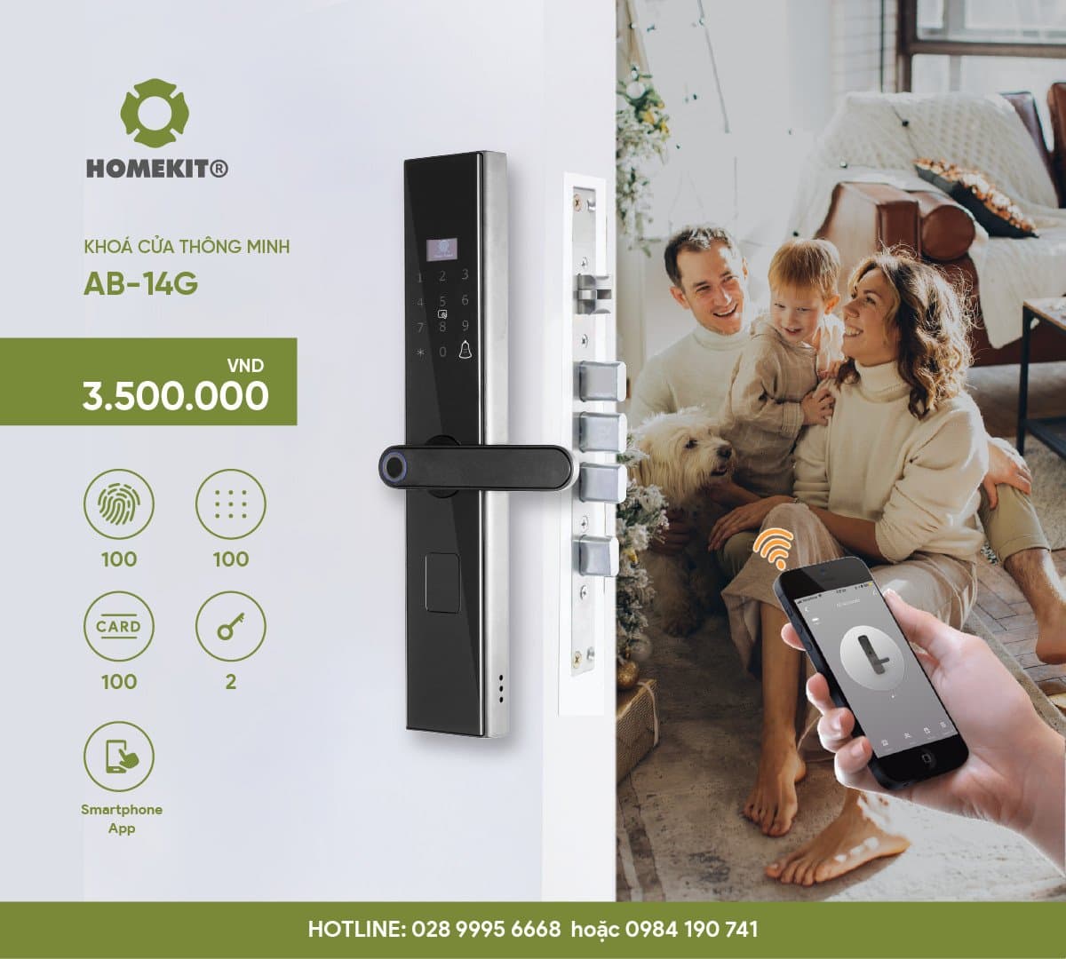 Khoá vân tay điều khiển qua app điện thoại 5 tính năng AB-14G (Copy)