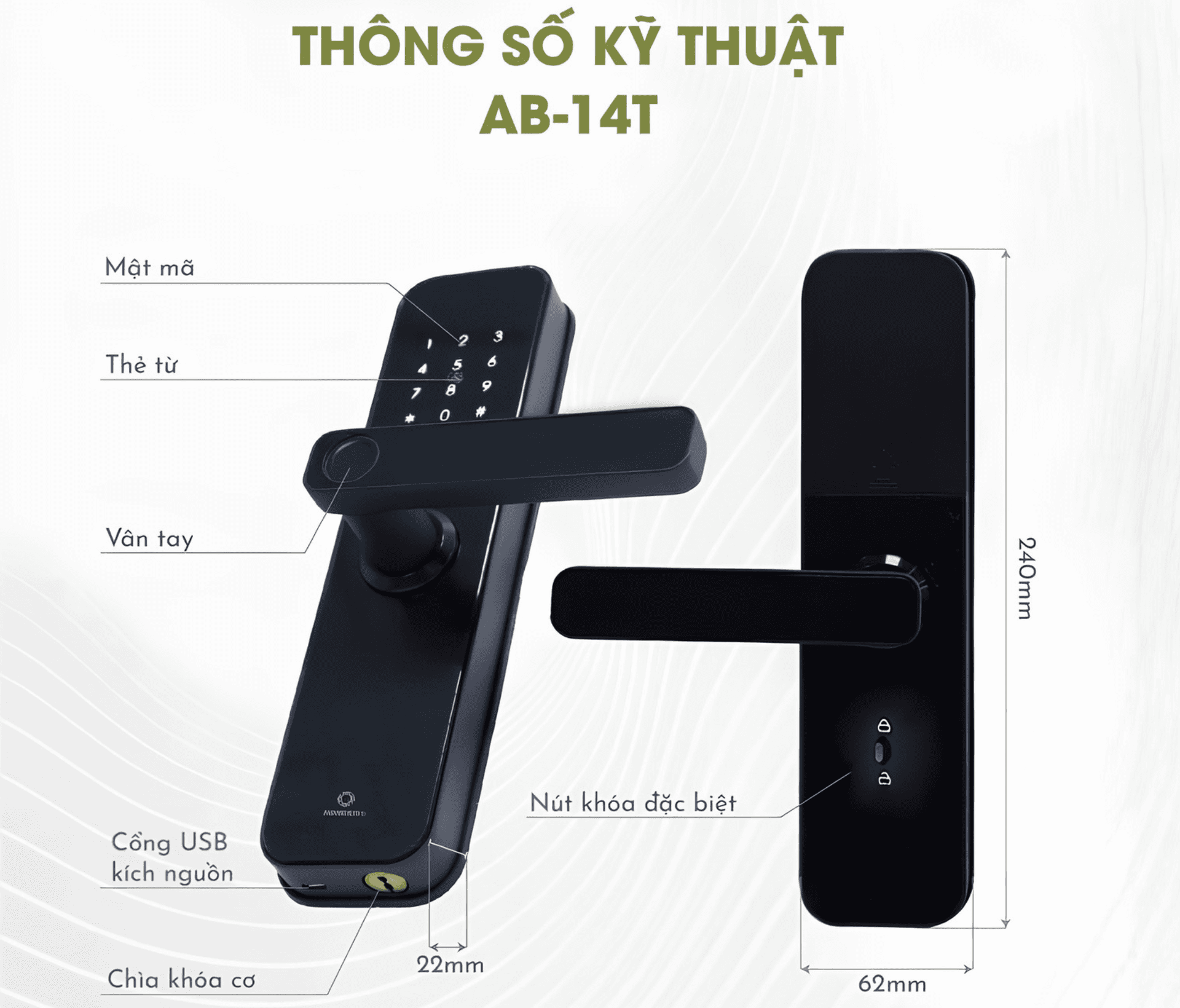Khoá cửa điều khiển từ xa 5 tính năng AB-14T HomeDash